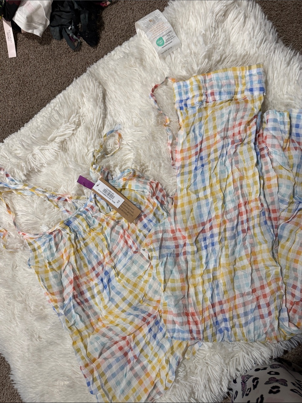 Adore Me Multicolor Plaid Cotton Sleep Dress - Yellow, Blue, Red